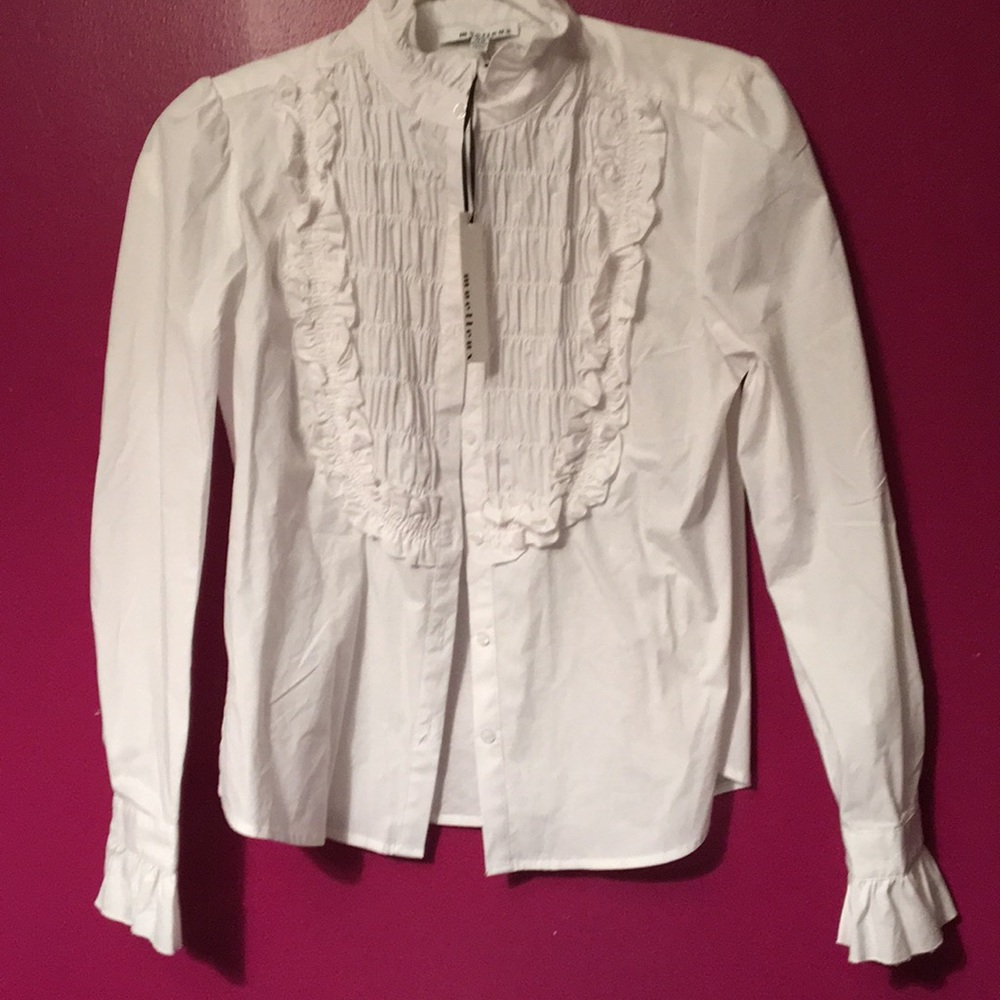 Morlleux crisp ruffle button down shirt NWT SZXS